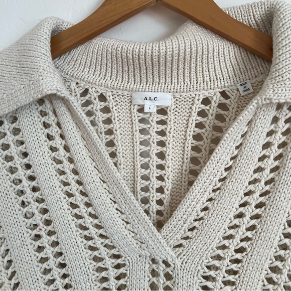 A.L.C. Emil Cropped Open-Knit Cotton Sweater - Picture 4 of 6